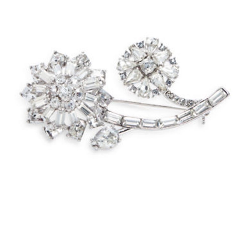 $148 Kate Spade trellis blooms small brooch / Pin clear